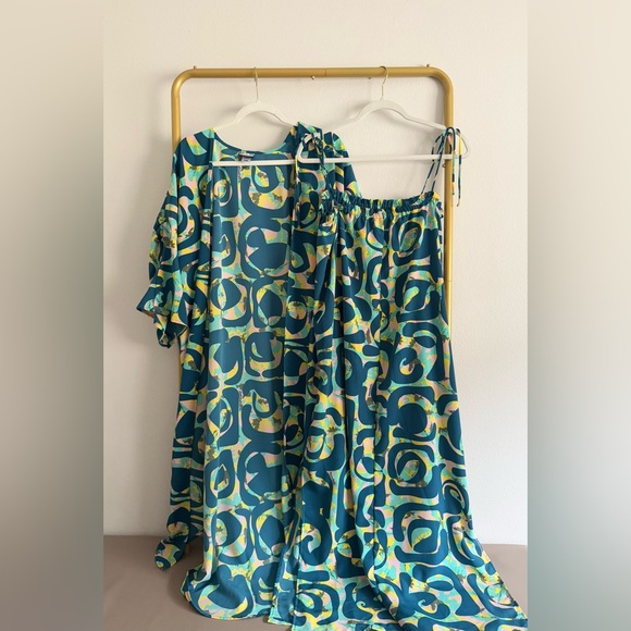 Manuhealii 2pc Set Dress Women’s Sz M/L Spaghetti Strap Midi Dress Set Hawaii - Picture 7 of 9